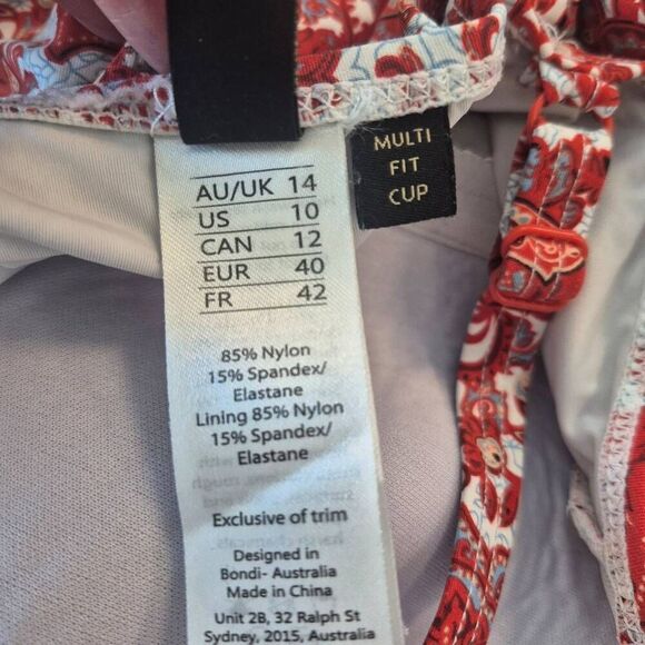 Niptuck Women's Red/Baby Blue/White Nylon Spandex Multifit Cup One Piece Swimsui - Picture 8 of 10